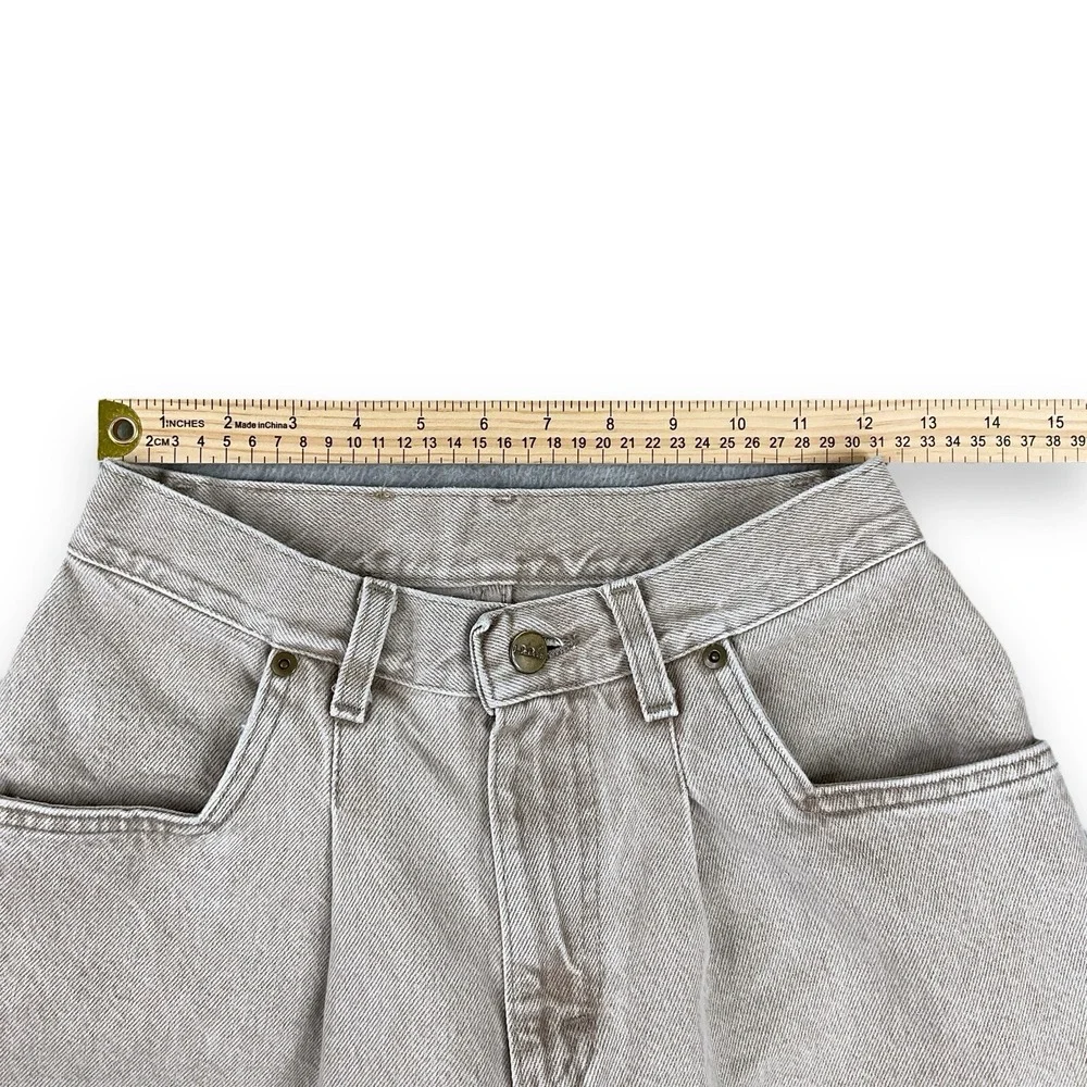 LL Bean Jeans Women 4 (ACTUAL 24x27) Beige High Waisted Pleated Vintage Taper